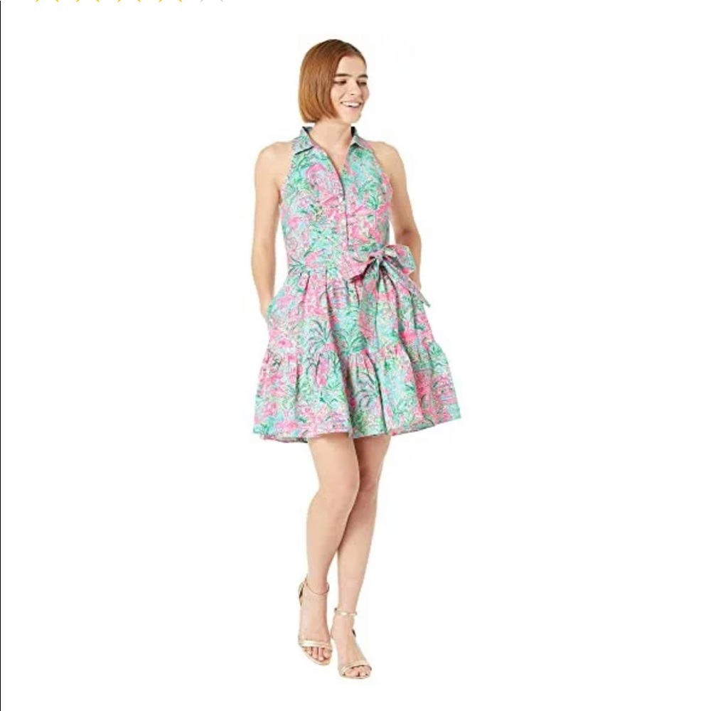 NWT LILLY PULITZER Trisha Stretch Shift Dress Bali Blue Spotted On Worth - Picture 3 of 4